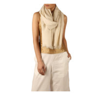 KASHMIR LOOM Cashmere Plain Solid Stole in Ivory