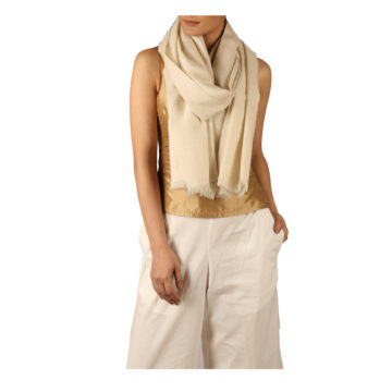 KASHMIR LOOM | Cashmere Plain Solid Stole in Ivory | Boxwalla