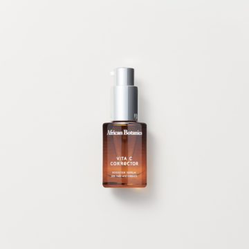 African Botanics Vita C Corrector is a waterless 20% Vitamin C serum booster with 20% Tetrahexyldecyl Ascorbate to brighten, illuminate, help produce collagen and provide superior antioxidant protection.