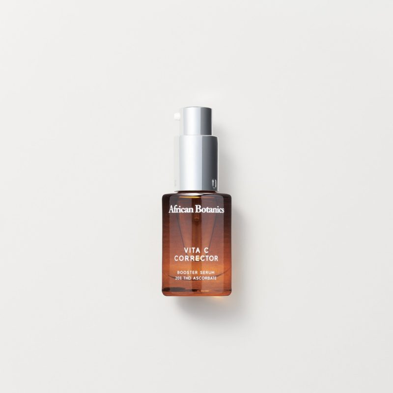 African Botanics Vita C Corrector is a waterless 20% Vitamin C serum booster with 20% Tetrahexyldecyl Ascorbate to brighten, illuminate, help produce collagen and provide superior antioxidant protection.