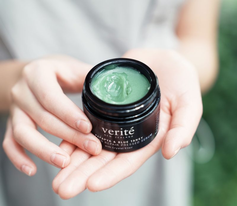 Verite Spa Beauty box features two artisanal skincare products Papaya & Blue Tansy Pressed Serum and Sattva Glow + D Bakuchiol Serum to soothe & heal your skin.