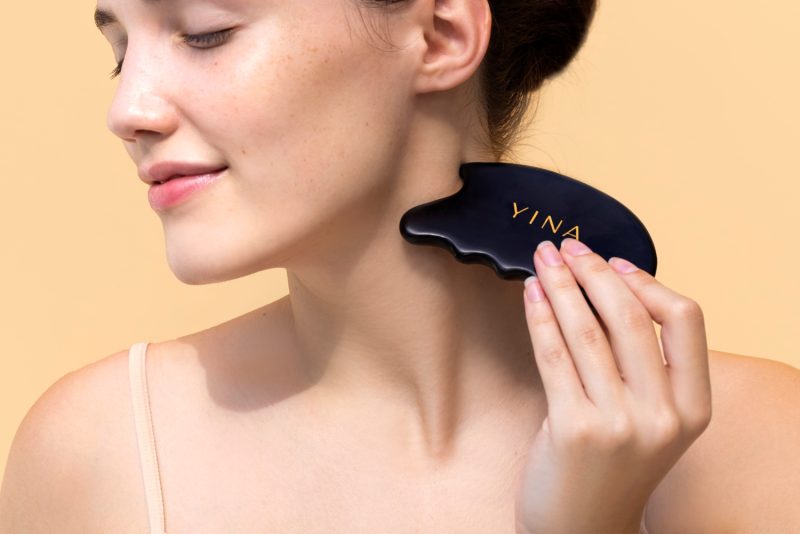YINA Bian Stone Gua Sha for neck tension relief, neck massage